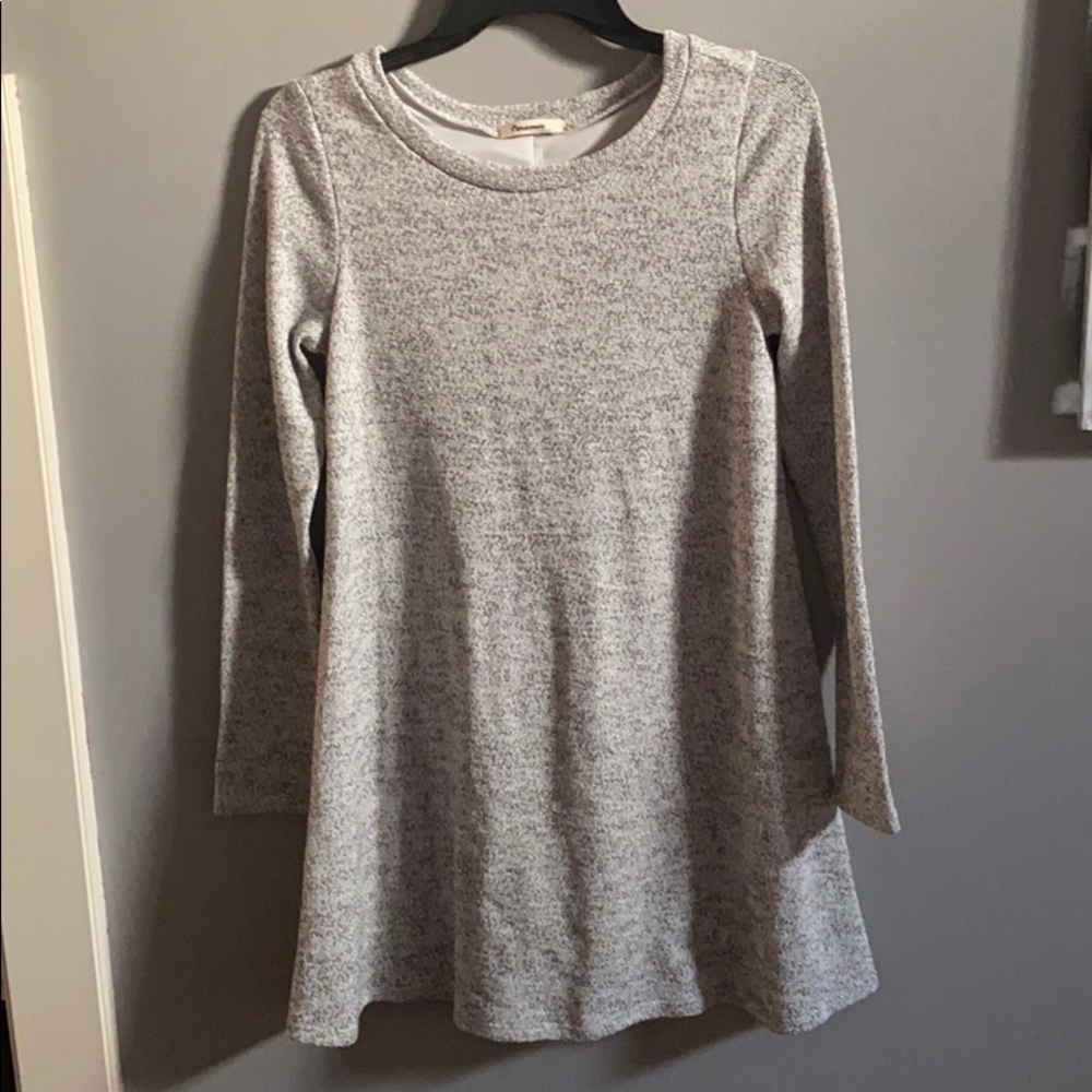 Gray Long Sleeved Sweater Dress
